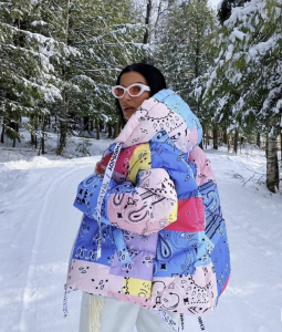 Custom quilted printed puffer